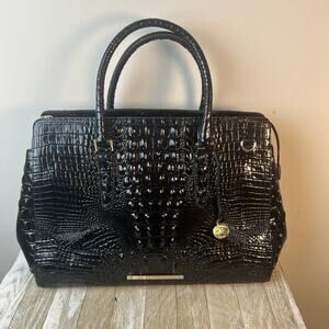 BRAHMIN Finley Carryall Satchel Bag Black/Gold Toned Hardware *NO Crossbody Stra